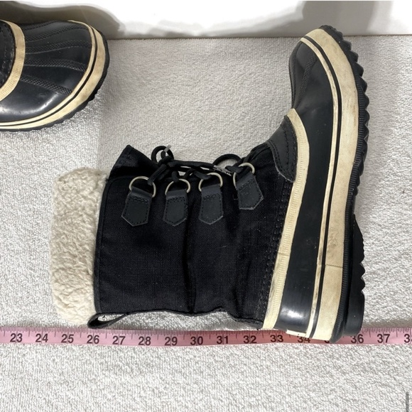 Sorel Black White Mid Calf  Winter Carnival Boots 8 - Picture 11 of 12